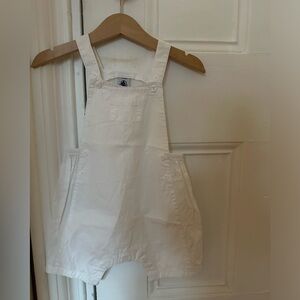 Petit Bateau White Overalls with Button Accents